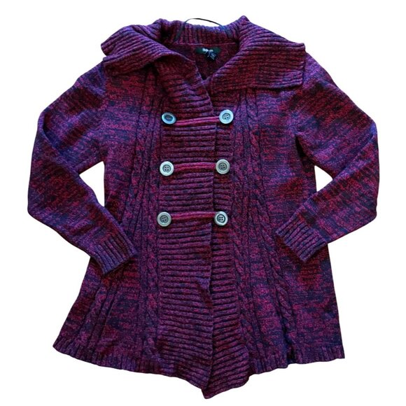 Style & Co Womens Button Front Cowl Neck Sweater-Red-L-GUC - Picture 1 of 8